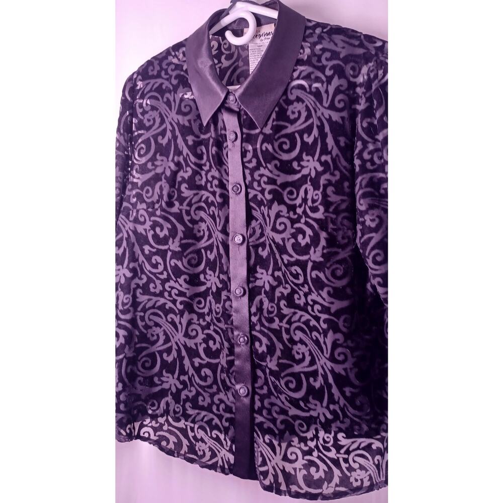 VTG Petite Perceptions Two Piece Burnout Velvet Jacket & Velvet Top 12 Petite - Picture 5 of 11